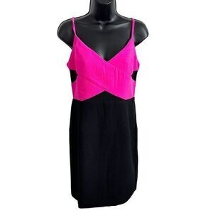 Lucy Paris‎ Mesh Cutout Sleeveless Bodycon Mini Dress Black Fuchsia Size Large